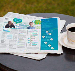 Newspaper advertisment on a table
