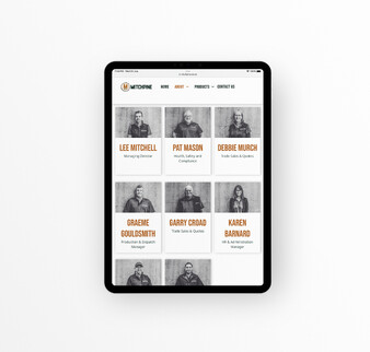 Ipad mockup of Mitchpine staff webpage