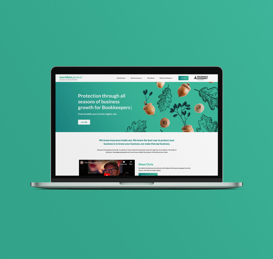 Meridian General website open on a laptop