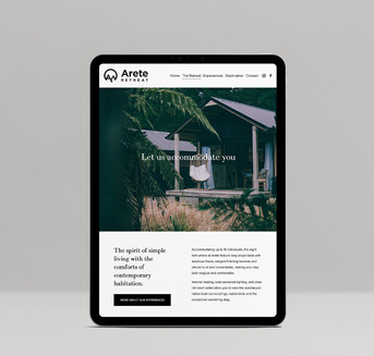 Arete website open on an iPad