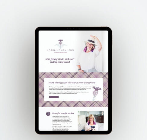 Lorraine Hamilton website page open on a laptop