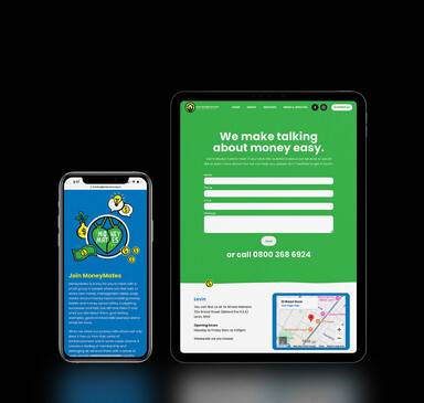 Levin Budget Service website open on an iPad and iPhone