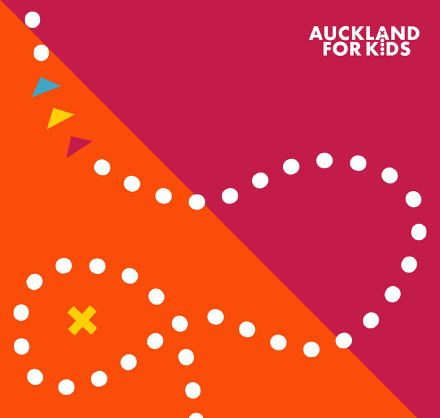 Auckland for kids logo with trail graphics