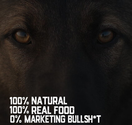 Rogue Raw tagline on image of german shepherd