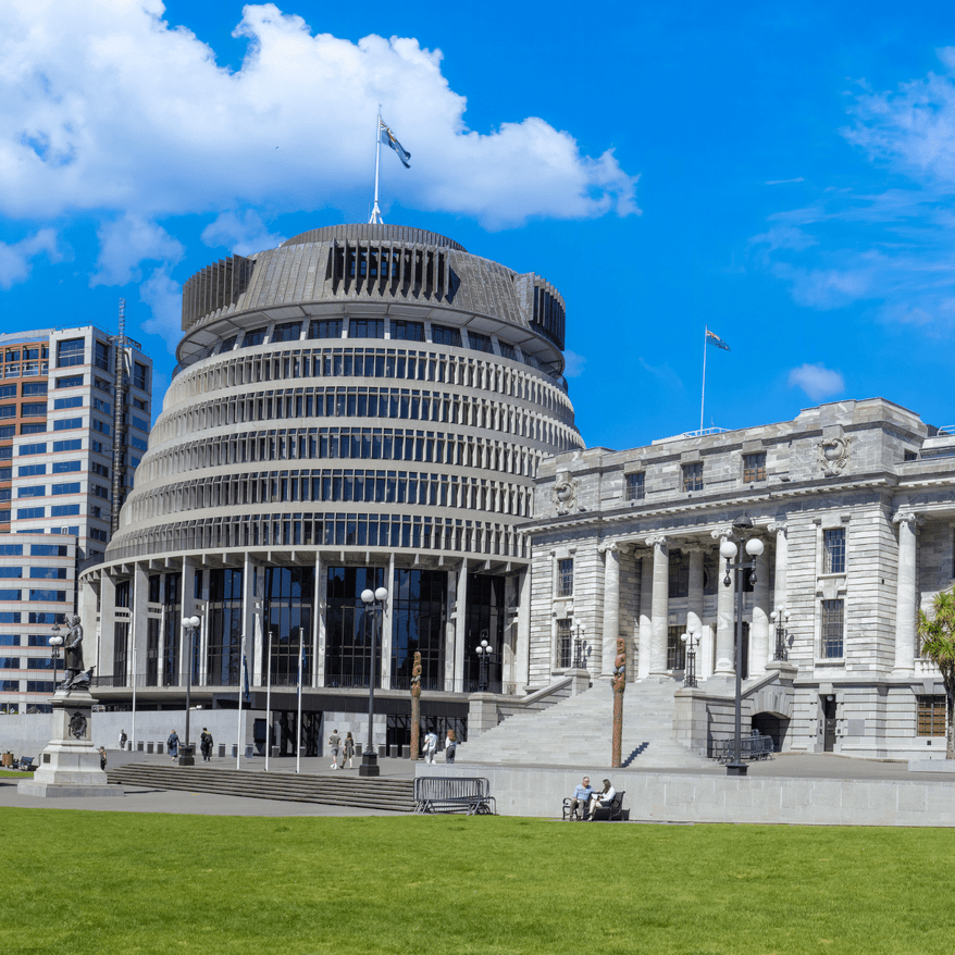 The Beehive government building in Wellington