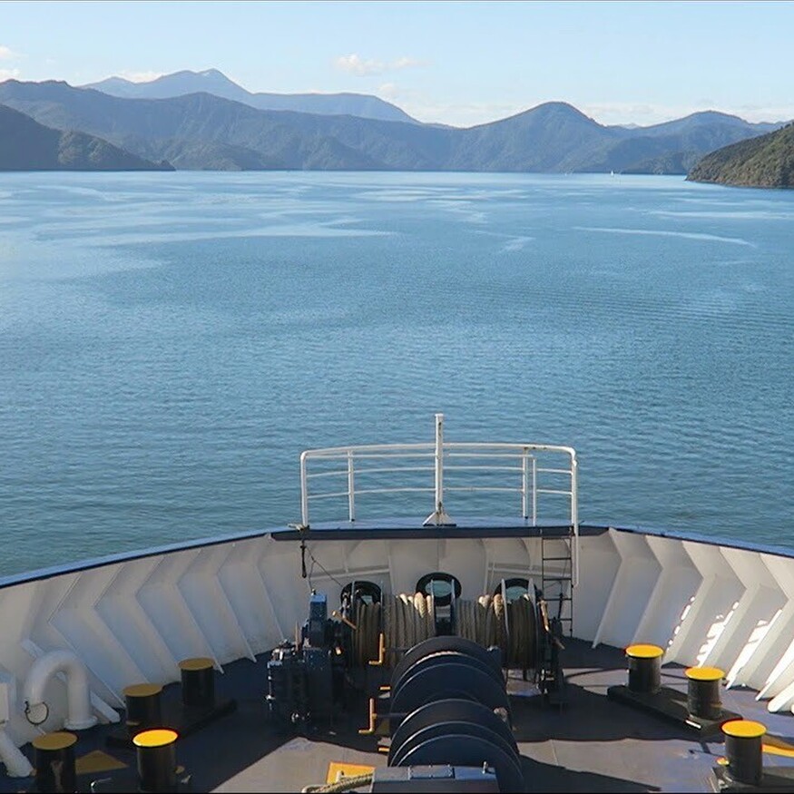 View from the deck of the Interislander ferry looking out to sea
