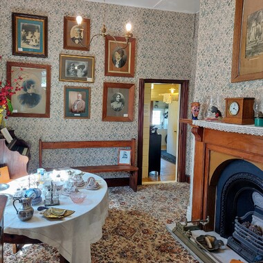 Photo gallery and table setting in the Martinborough Museum