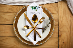 Gold cutlery | Tailormade Affair | Wellington and Kapiti | Wedding Planners and Stylists in Wellington