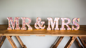 MR & MRS letter lights | Tailormade Affair | Wellington and Kapiti | Wedding Planners and Stylists in Wellington