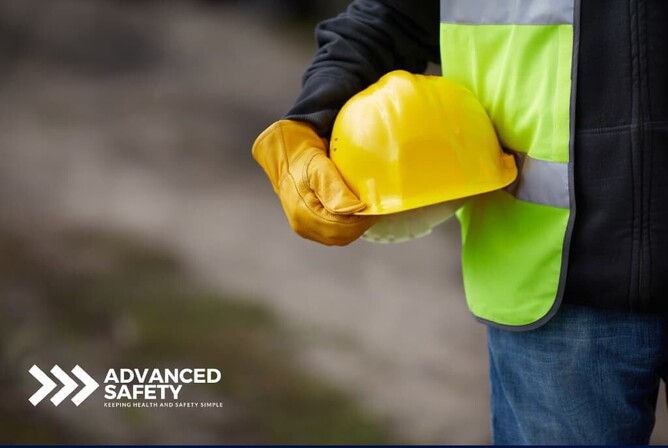 Hard hat, hi vis vest, safety gloves, Advanced Safety
