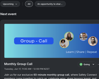 Safety Connect monthly group calls with your health and safety community