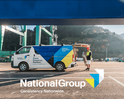 National Group vehicle at construction site supported by Advanced Safety for ISO-aligned health and safety system rollout.