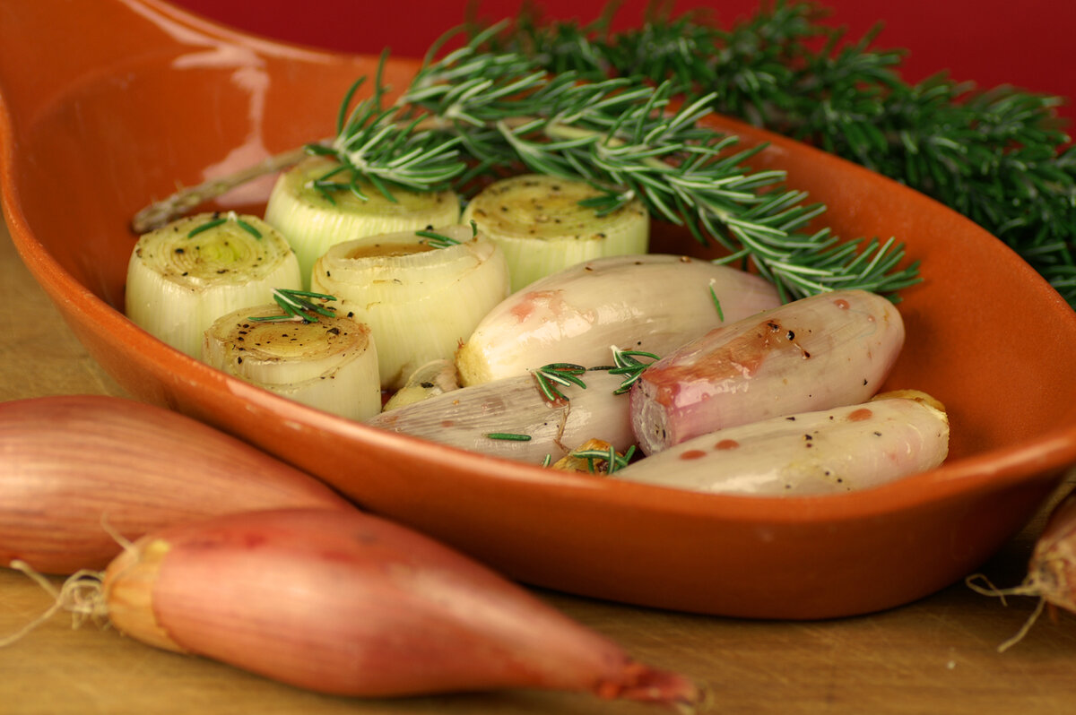 Braised Banana Shallots & Leeks with a Red Wine Vinegar Glaze Irvine Holt