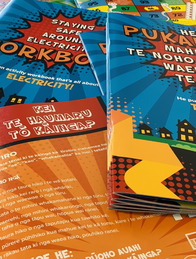 Horizon energy workbook with an orange page