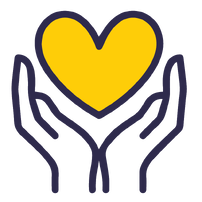 Animated hands holding a heart