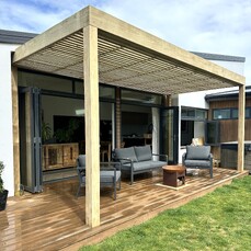 timber pergola slatted roof cashmere canterbury prolam posts