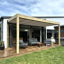 timber pergola slatted roof cashmere canterbury prolam posts