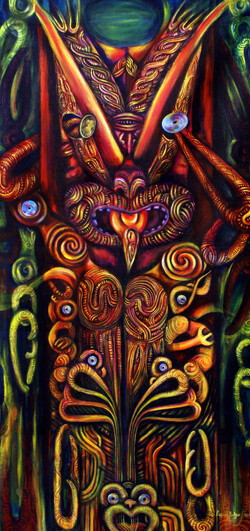 Regan Balzer (detail) Mokai Torea 2012  - Acrylic on Canvas   800mm x 1800mm