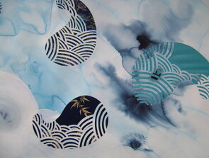 Nigel Borell (detail) Hawaiki Hue, 2010 - Acrylic, dye and silk brocade on paper