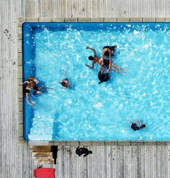 Drone view of swimming pool