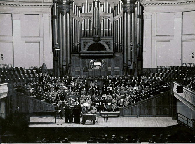 The Tory St. Hall Choir at the Wellington Town Hall,1952