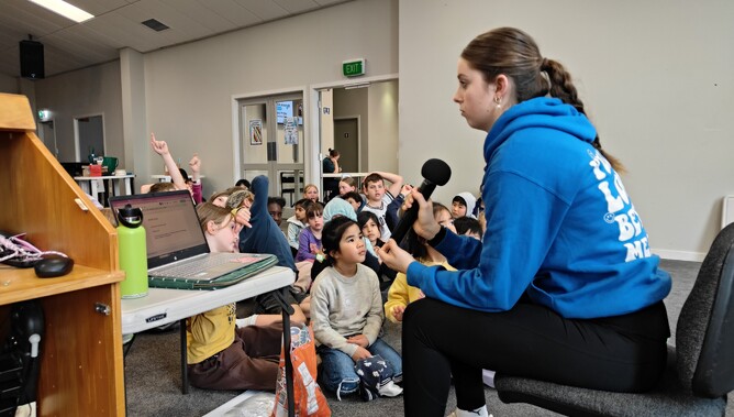 Rebecca and the kids during one of the mat times.