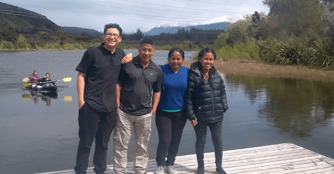 Several of the former Colombian refugees who have made their home in Southland, NZ.