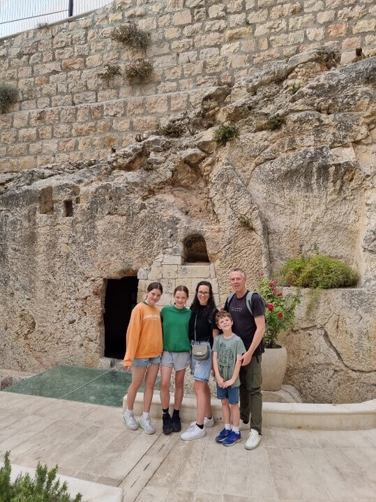 Steve and Jodie Shirley with their three children during their recent trip to Israel.