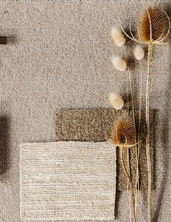 design consultation mood board, carpet samples, vinyl samples.