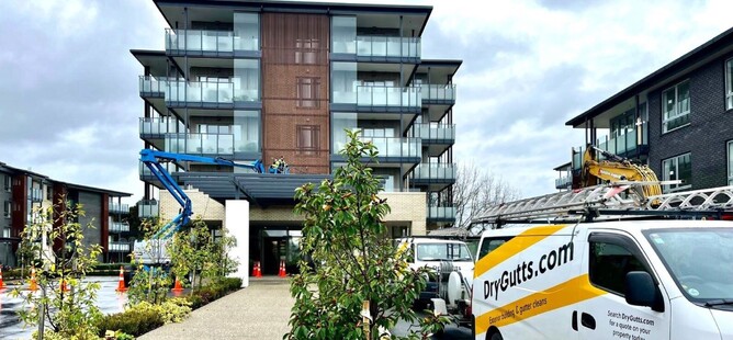 commercial building washing by DryGutts in Hamilton