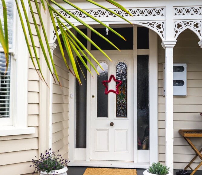 heritage home exterior with latticework
