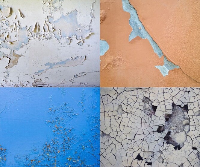 montage of paint that hasnt had surface prewashed before painting