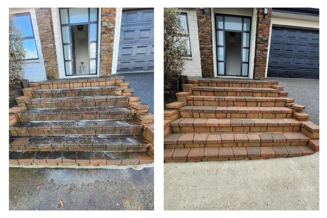 Dry Gutts front steps cleaning before and after