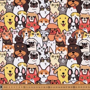 Multi coloured pets cotton duck fabric