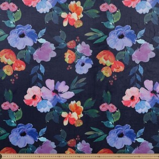 Floral navy velvet