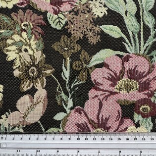 Tapestry floral with brown background