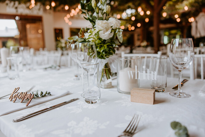 Wedding reception place holder at Markovina Estate in Kumeu, Auckland