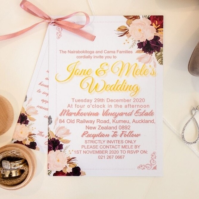 Jone & Mele's wedding invitation