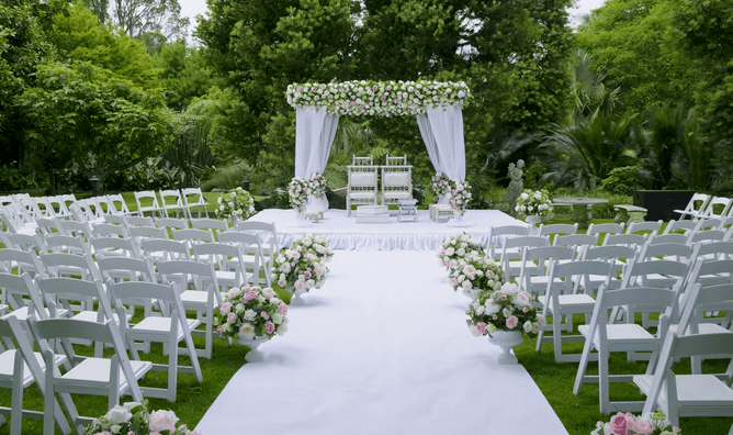 Mandap wedding ceremony setup at the Two Kauri Trees at Markovina Estate in Kumeu