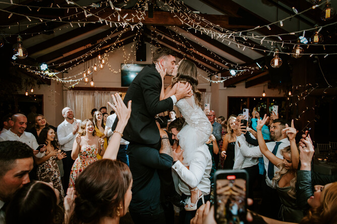 Bride & Groom dancing during their wedding reception at Markovina Estate in Kumeu