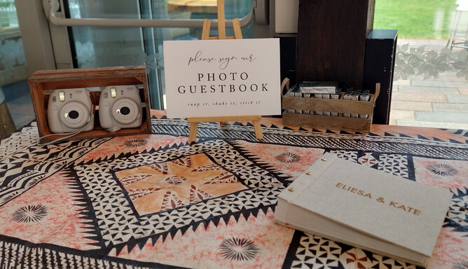 wedding photo guestbook and polaroid cameras