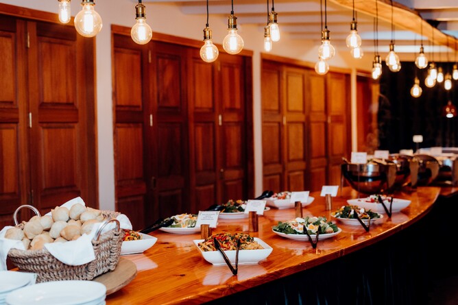 Extensive buffet for a school ball at Markovina Vineyard Estate in Kumeu
