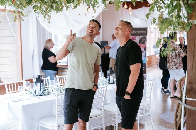 Wedding couple attending the grand open dat at Markovina Estate in Kumeu