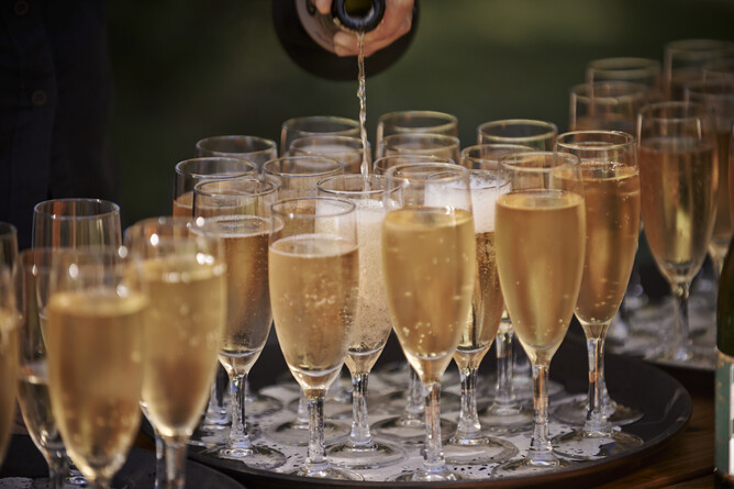 champagne filled glasses