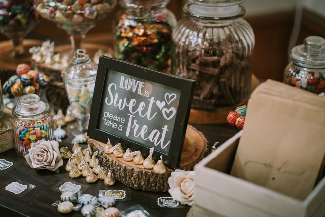 Love is sweet wedding favour sign