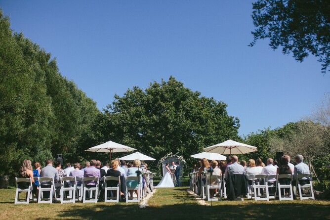 Summer wedding reception at The Chestnut Tree at Markovina Estate in Kumeu