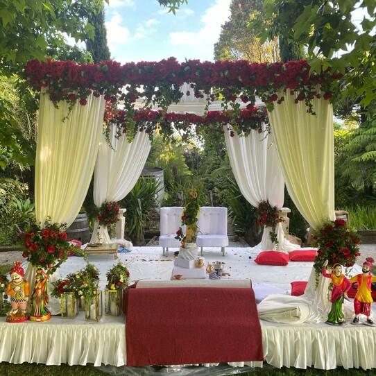 Mandap infront of Barrel Waterfall Ceremony