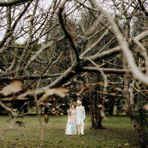 Indian wedding couple posing