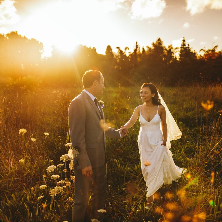 Bride and Groom in the Hay Field