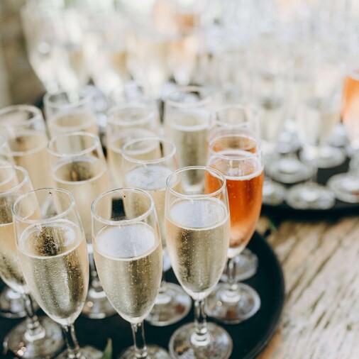 champagne glasses on a table